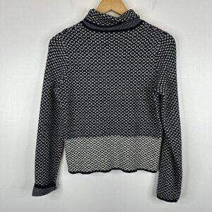 MOTH  Anthropologie Wool Blend Cowl Neck Long Sleeve Sweater   Navy